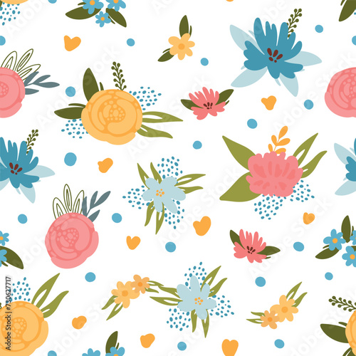 Seamless floral pattern  vector illustration on a white background. Suitable for textiles  wallpaper  printing  stylish modern pattern for all surfaces