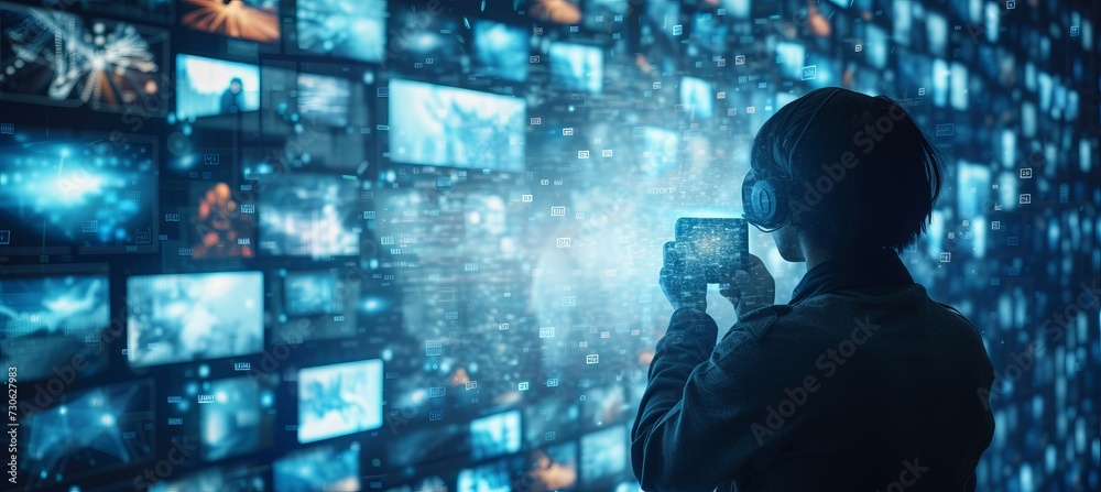 Virtual space technology background. Generative AI technology. Virtual space technology background. Generative AI technology.