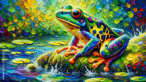 Oil Painting of Frog Type B: Generated by AI Using GPT-4