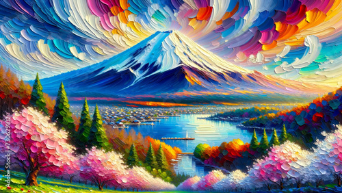 Oil Painting of Mount Fuji - Type C: Generated by AI Using GPT-4