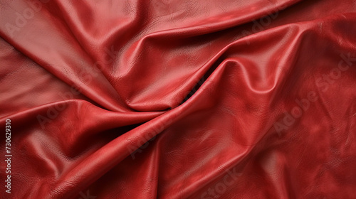The Close-Up Photo Of A Rich, Red Mahoni Color Leather Texture With Natural Folds And Creases, Highlighting Its Luxurious And Tactile Quality. Suitable For Design Backgrounds Or Material References.