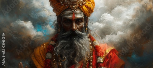 Hindu priest. Generative AI technology. 