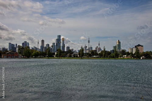 Cityscape of Melbourne from Albert park