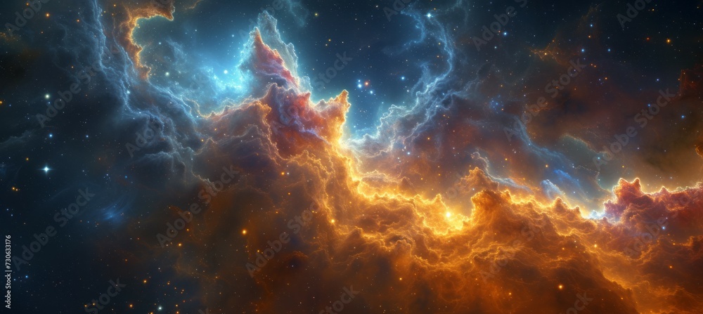 Majestic nebula clouds gas at galaxy space. Generative AI technology.