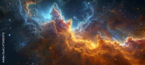 Majestic nebula clouds gas at galaxy space. Generative AI technology.