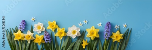 yellow and blue flowers on clean background