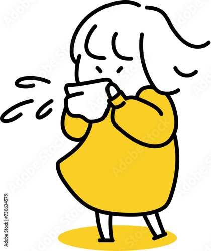 鼻をかむ女性