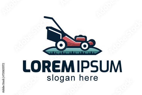 lawnmower logo or icon, lawn moving and lawn care service logo , cutting grass company logo vector

