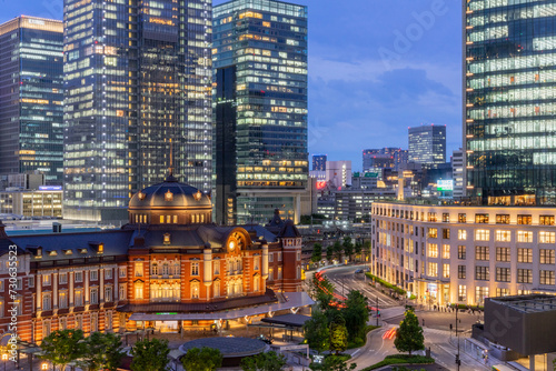 Wallpaper Mural This photo captures the stunning night view of Tokyo Station, with its beautifully illuminated red-brick facade and iconic architecture. Torontodigital.ca