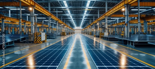 Solar panel factory industry. Generative AI technology.	
 photo