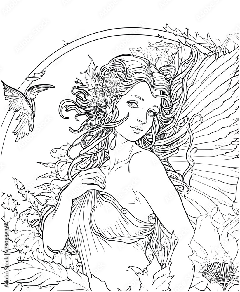 Beautiful Fairies Coloring book page