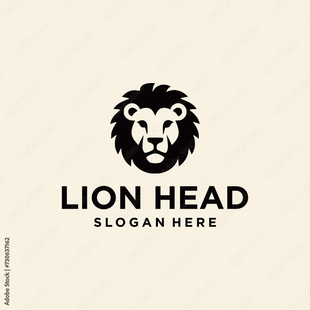 Lion head flat logo template vector icon