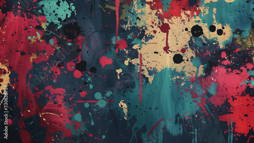 Abstract grunge art with splatter and drip effects