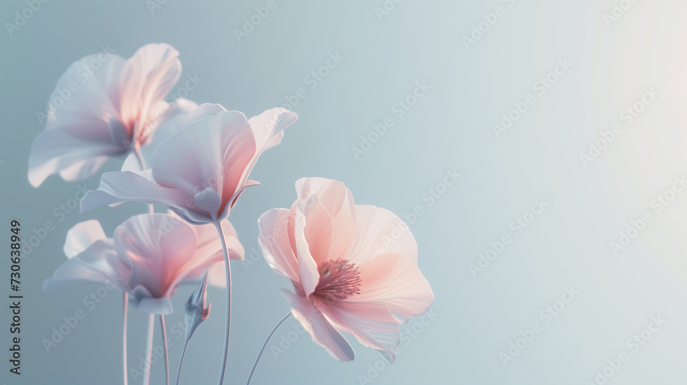 Soft Floral Minimalist Designs , Pastel 3D Art