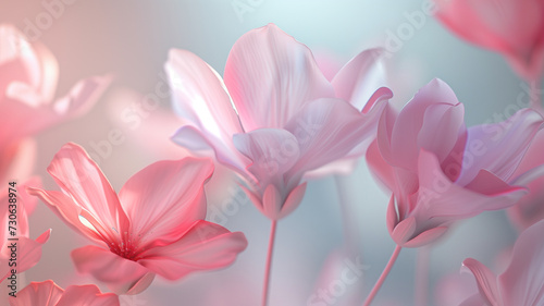Soft Floral Minimalist Designs , Pastel 3D Art