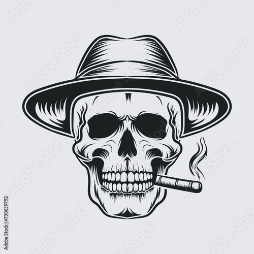 Vector Skull smoking graphic illustration design © Uttam