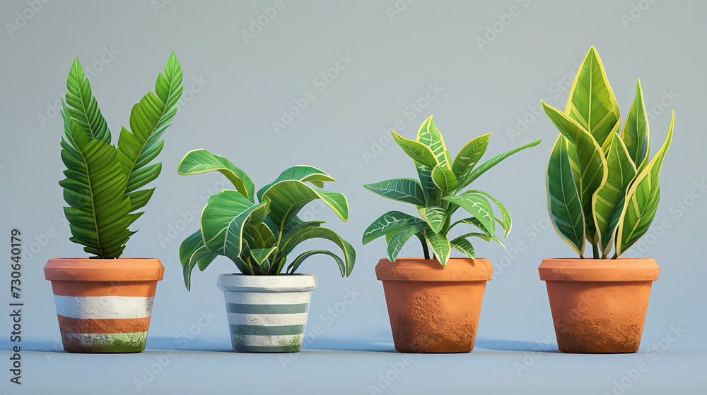 Set of Pot in Realistic Style Set of Pot in Realistic Style