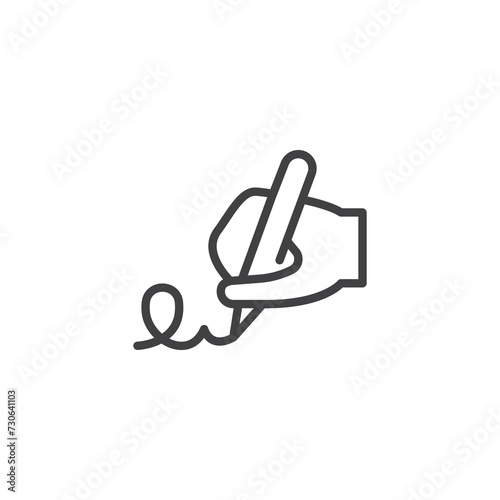 Hand signing with a pen line icon