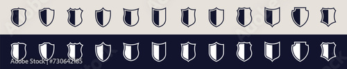 Shield icon logo set in vintage style, Protect shield security line icons