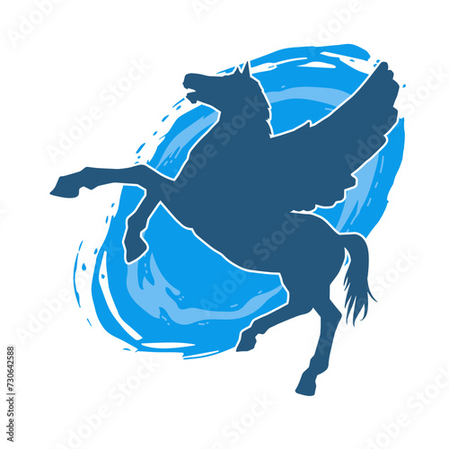 Sillhouette of a mythical horse animal with wings. Silhouette of a fantasy horse with wings.