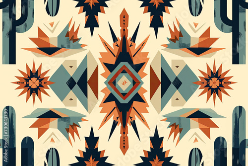 navajo tribal ethnic seamless pattern background. Native american textile background photo