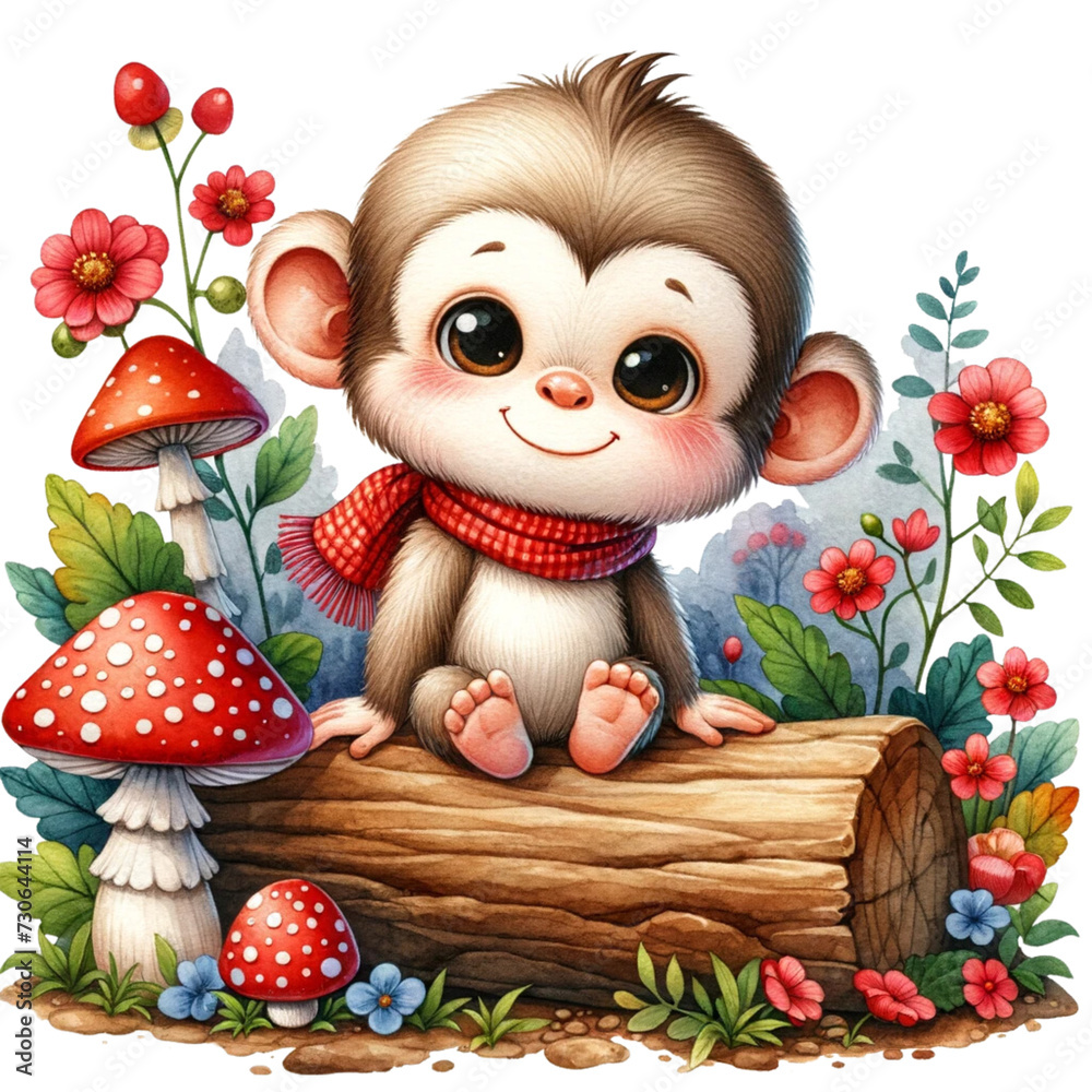 Fototapeta premium monkey sitting on a log