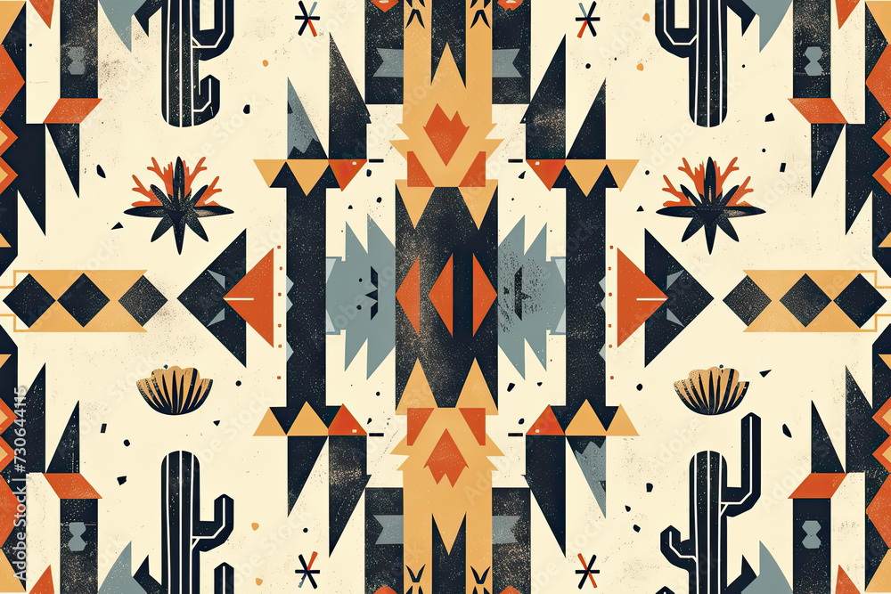 navajo tribal ethnic seamless pattern background. Native american textile background - obrazy, fototapety, plakaty 