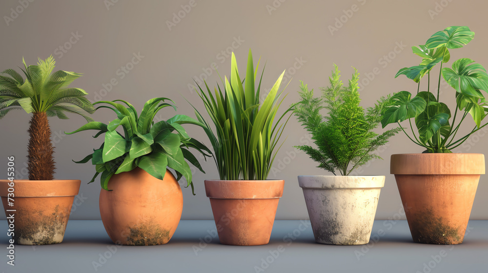 Set of Plant Pot Isolate On the Background Set of Plant Pot Isolate On the Background