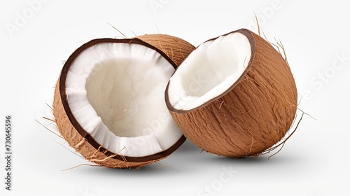 Coconut isolated on white border background. presentation. advertisement. template product. for artwork. copy text space.