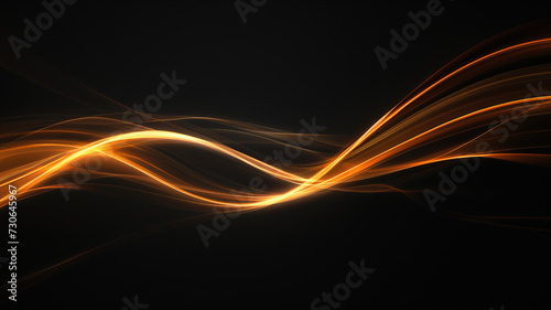Gold glow of wavy lines, abstract waves background. Yellow, golden light , light line. 