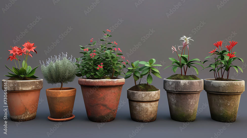 Set of Pot in Realistic Style Set of Pot in Realistic Style