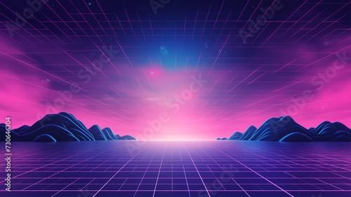 synthwave retro futuristic horizon background