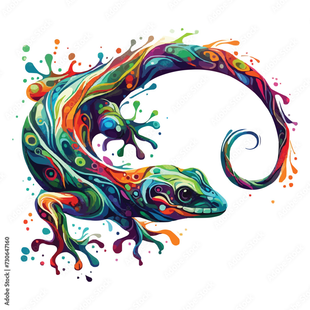 Obraz premium Abstract Lizard multicolored paints colored drawing vector illustration 