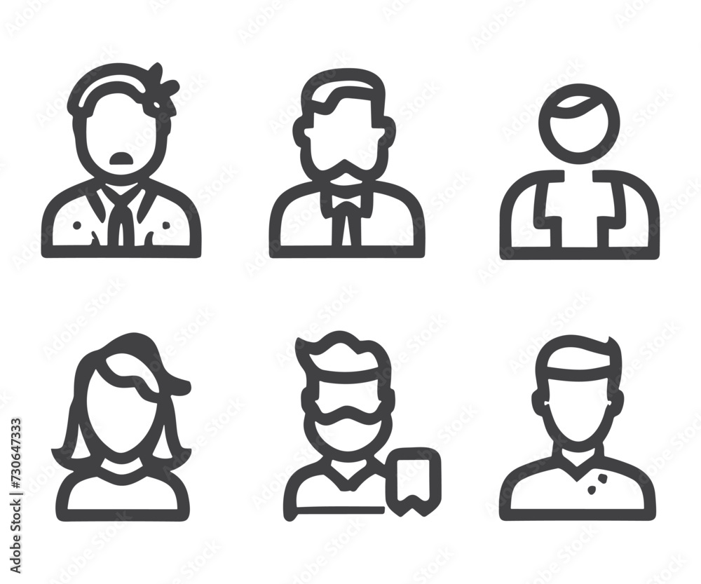 Avatars related, pixel perfect, editable stroke, up scalable square line vector icon set. Avatars related, pixel perfect, editable stroke, up scalable square line vector icon set.