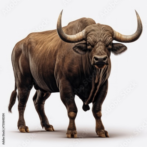Bull full body on a white background