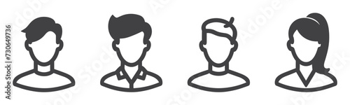 Avatar profile icon set including male and female.