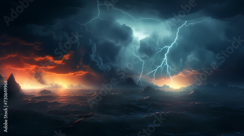 Lightning storm over natural landscape