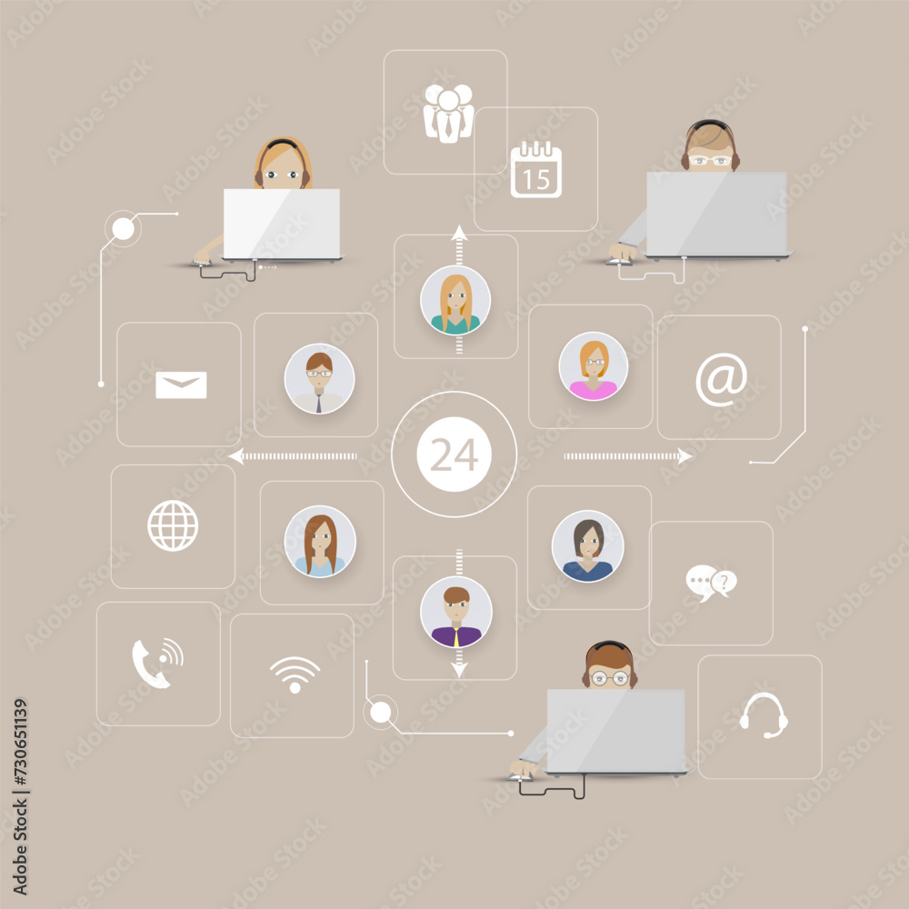 Call center support vector illustration Call center support vector illustration