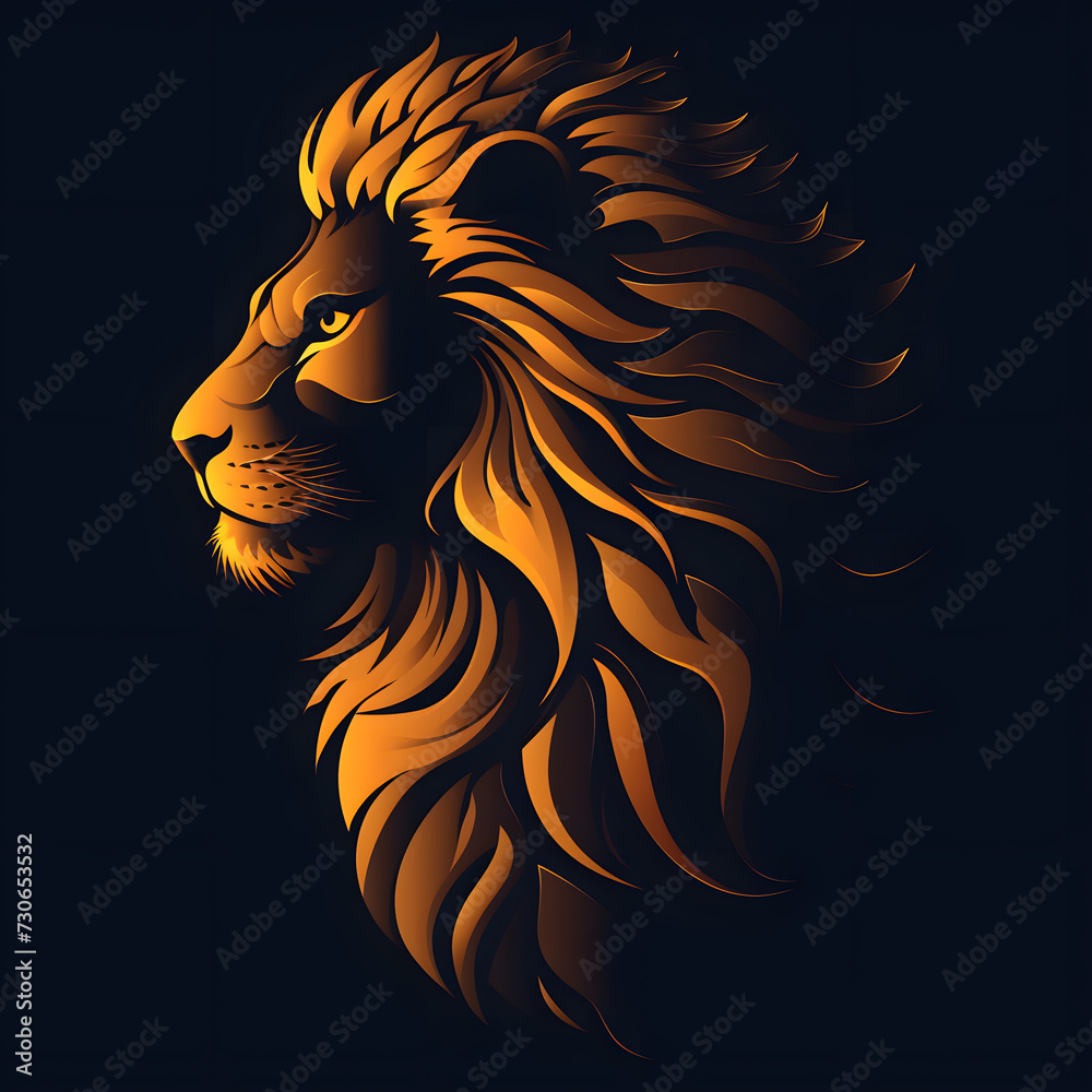 lion head vector illustration, 3d logo of Vector lion icon