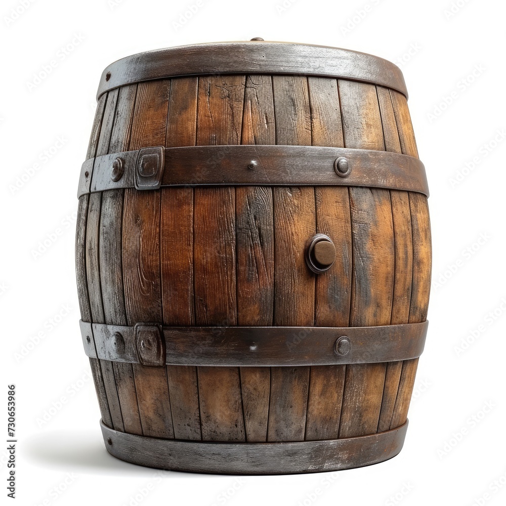 Fototapeta premium Oak wooden barrel, vintage charm for rustic decor. Aged character, Ai Generated.