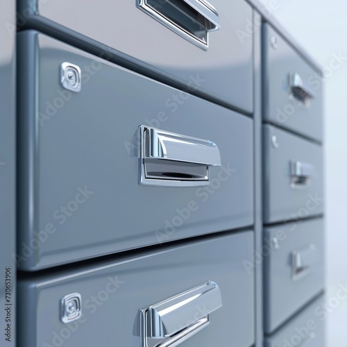 Modern file cabinet 3D render, ideal for office organization, isolated on white, Ai Generated.