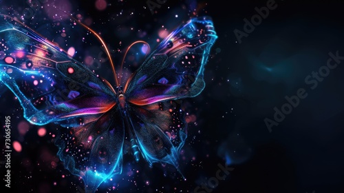 An exquisite abstract butterfly dances with vibrant colors, evoking grace and beauty. Ai Generated
