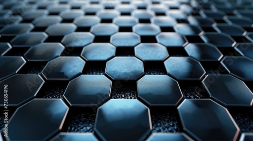 Immerse yourself in the sleek allure of a metallic hexagonal structure background. Ai Generated.
