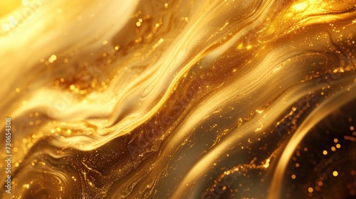 Opulent currents of abstract gold liquid flow in a lavish, mesmerizing dance, Ai Generated.