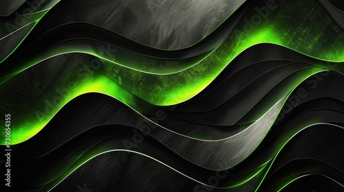 The fusion of black and green metal textures forms a sleek and modern background, Ai Generated.