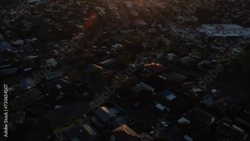 Sunset over suburban neighbourhood 
