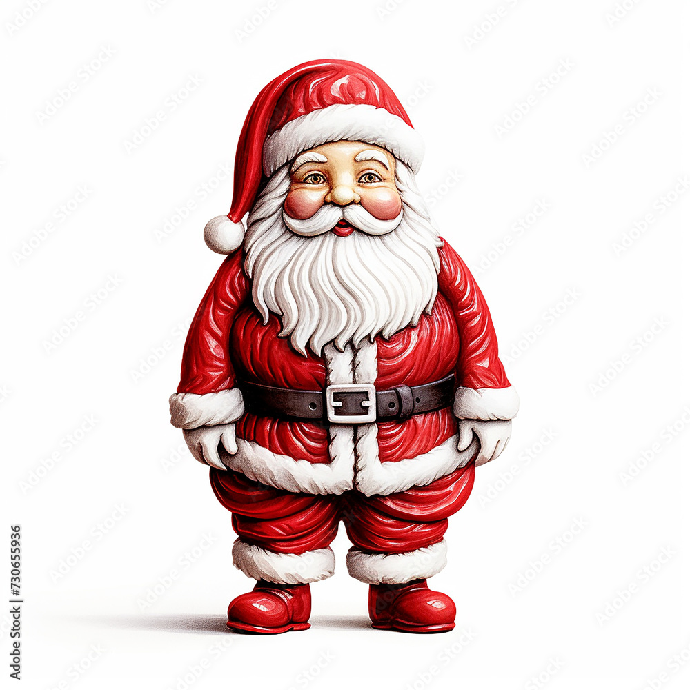 Detailed pen andm ink sketch A cute traditional 3D Santa Claus with a white beard and red coat. Ai generated Detailed pen andm ink sketch A cute traditional 3D Santa Claus with a white beard and red coat. Ai generated