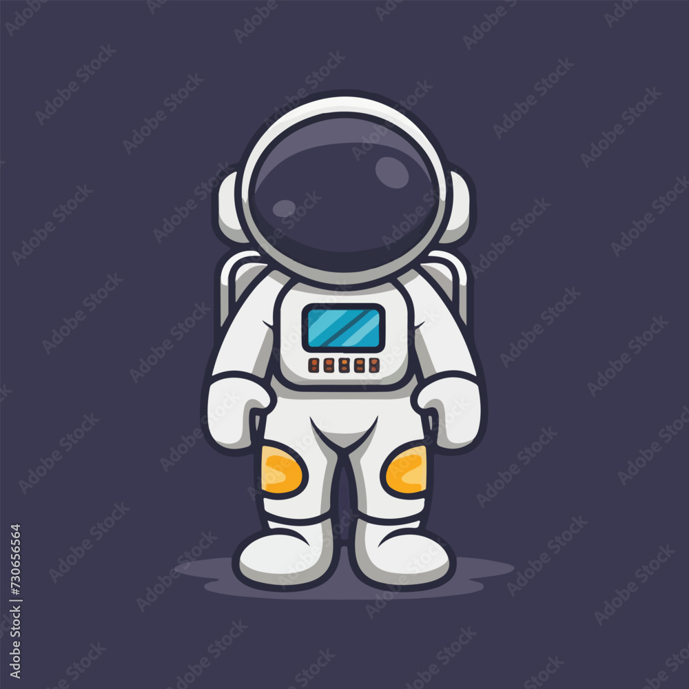 creative Vector cute astronaut standing cartoon vector  icon illustration 