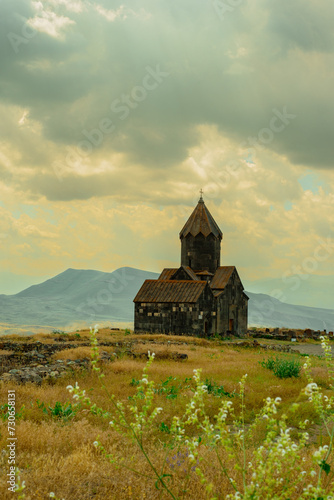 The unique ancient Christian basalt monastery of Tanaat and the ruins of Gladzor University. Church of St. Stepanos