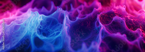 Abstract fluid art with blue and pink hues.